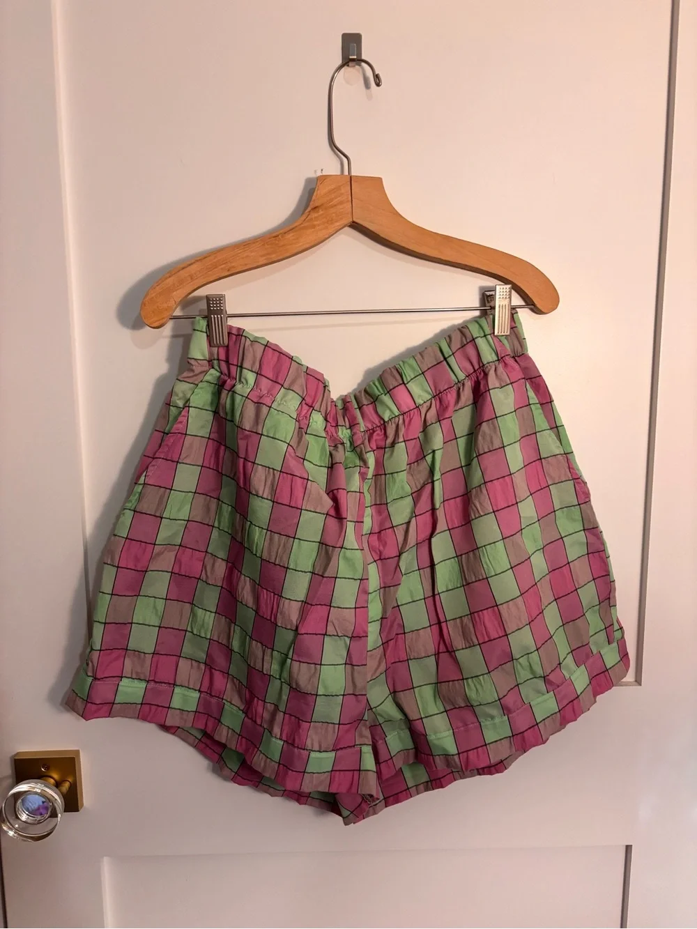 Free People Pink & Green Checkered Tie-Back Matching Set - Picture 3 of 4